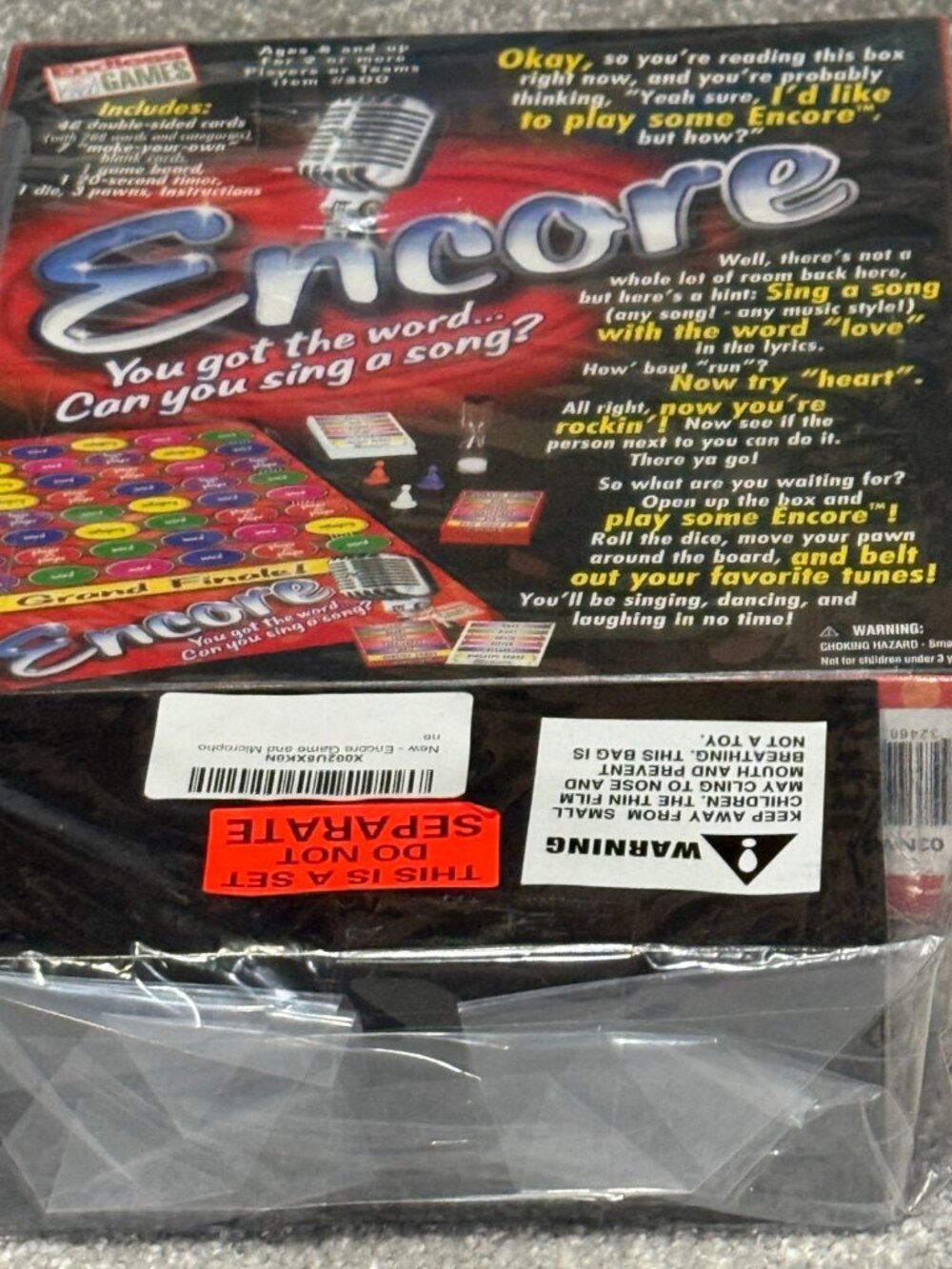 Encore Board Game Sing Singing Songs to Win Endless Games W/ Microphone NEW RARE
